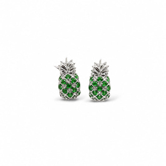 Green Pineapple Silver Stud