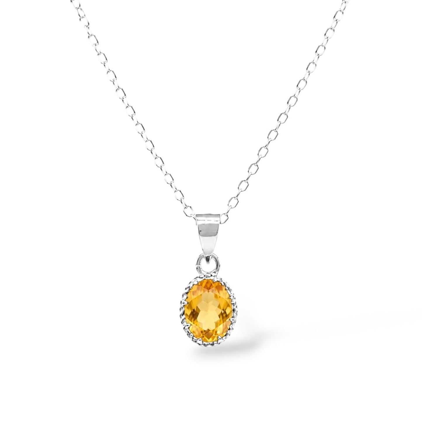 Oval Birthstone Pendant with Chain