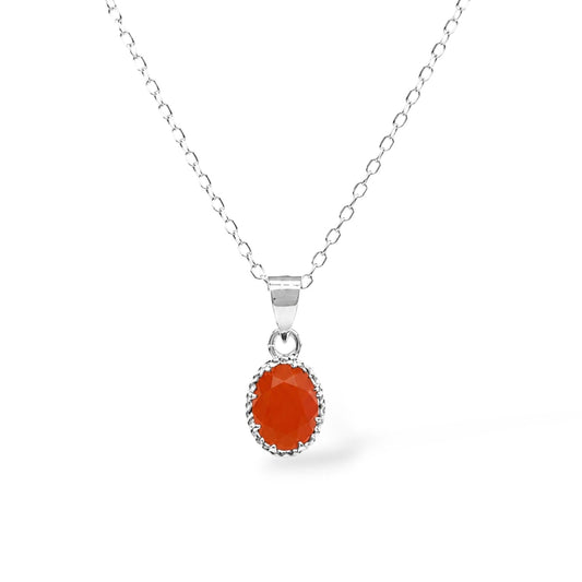 Oval Birthstone Pendant with Chain