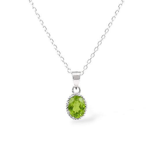 Oval Birthstone Pendant with Chain