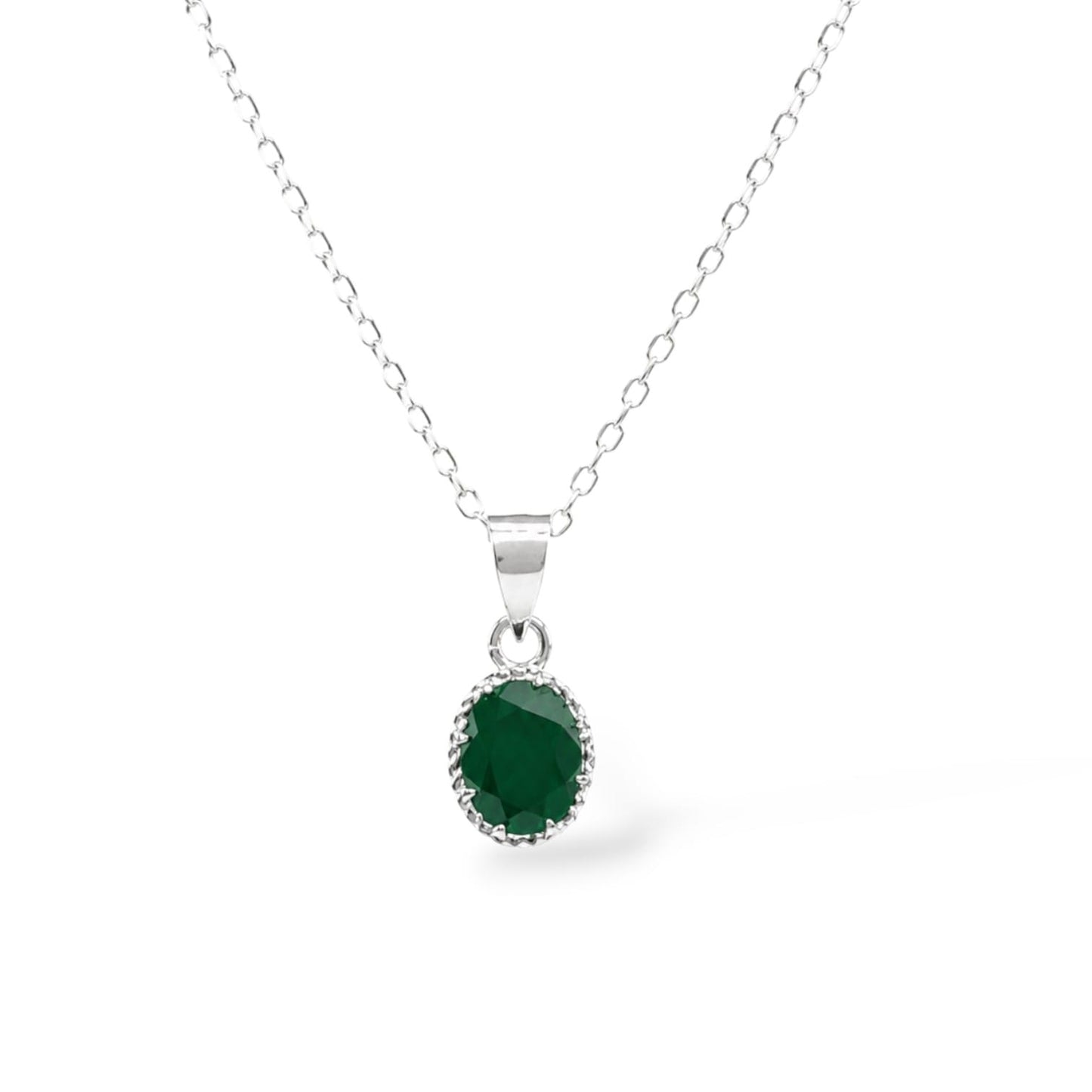 Oval Birthstone Pendant with Chain