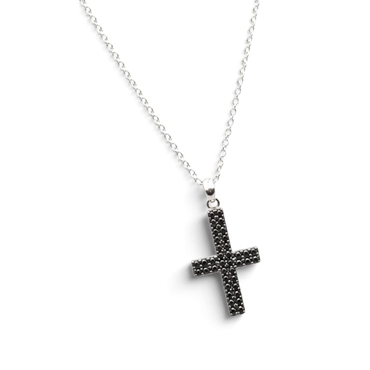 Pave Double Cross Necklace