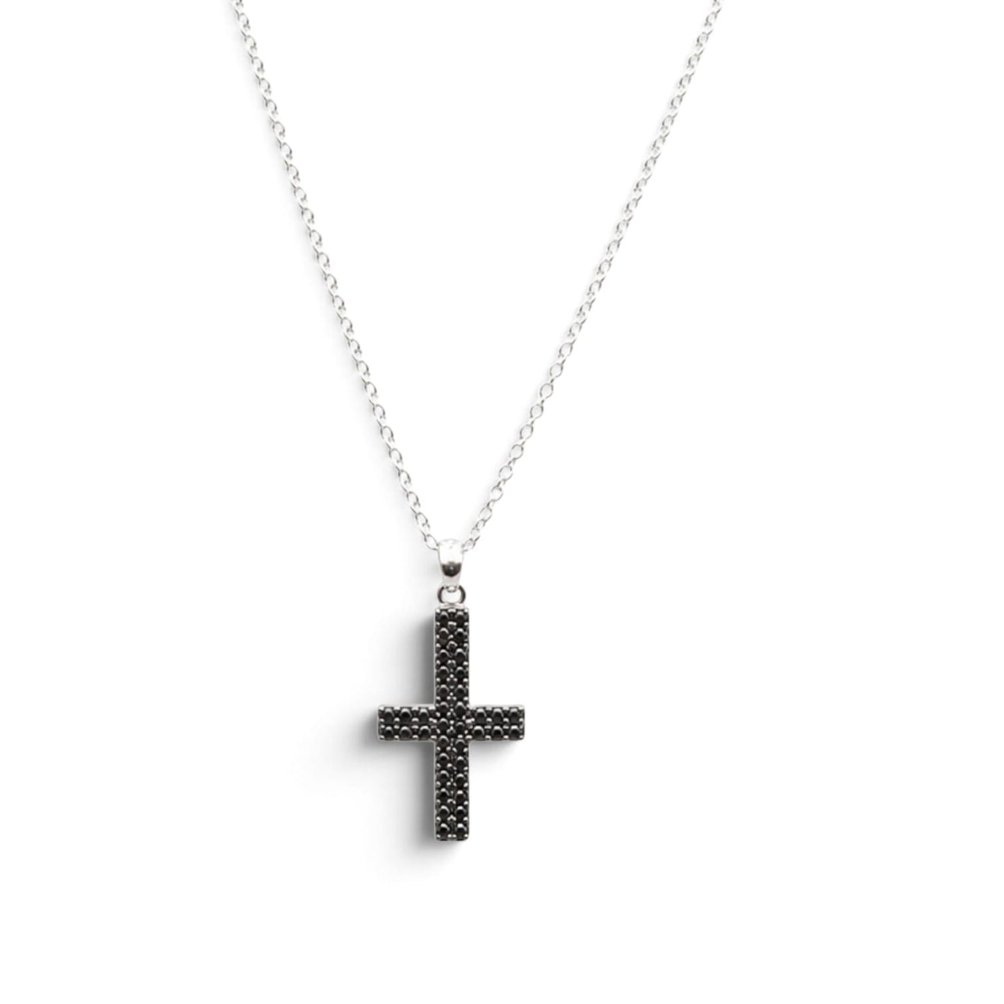 Pave Double Cross Necklace