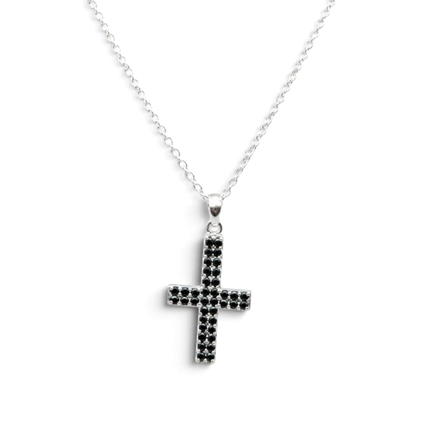 Pave Double Cross Necklace