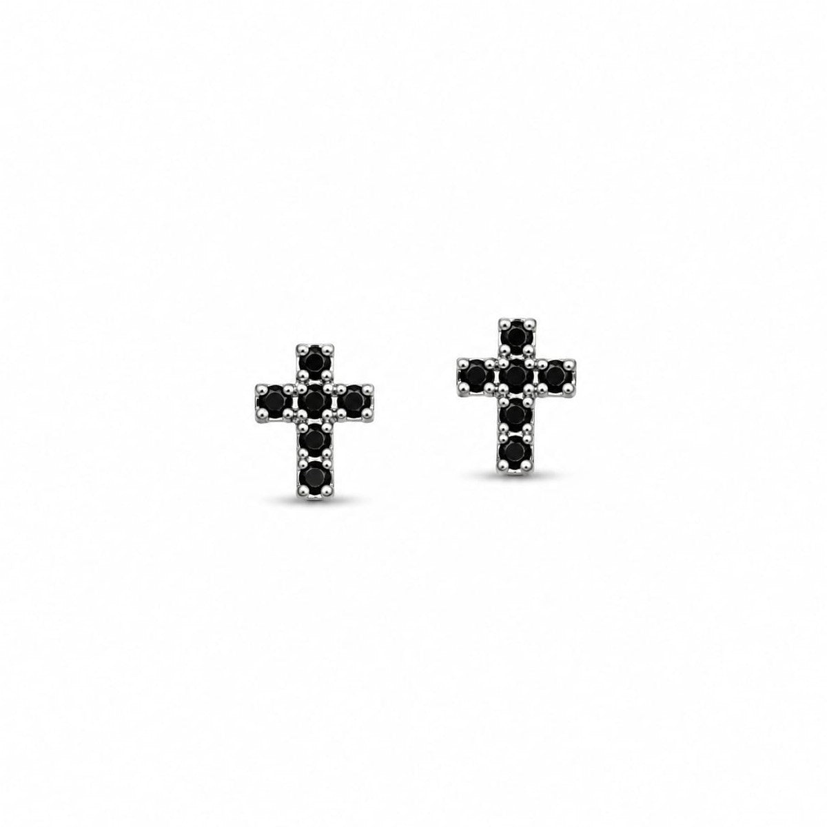 Mini Black Cross Studs