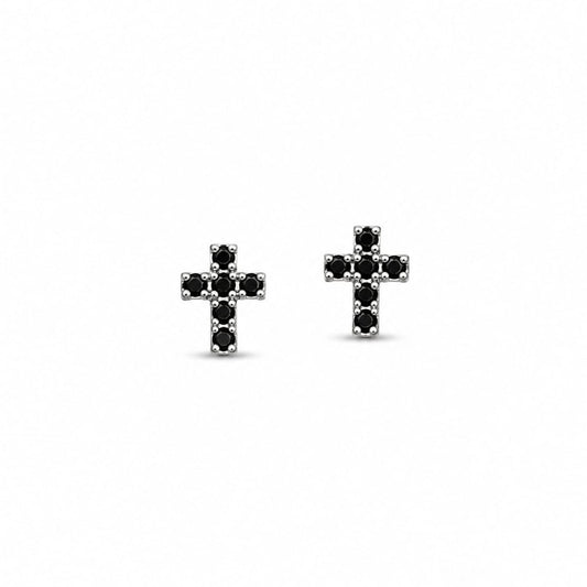 Mini Black Cross Studs