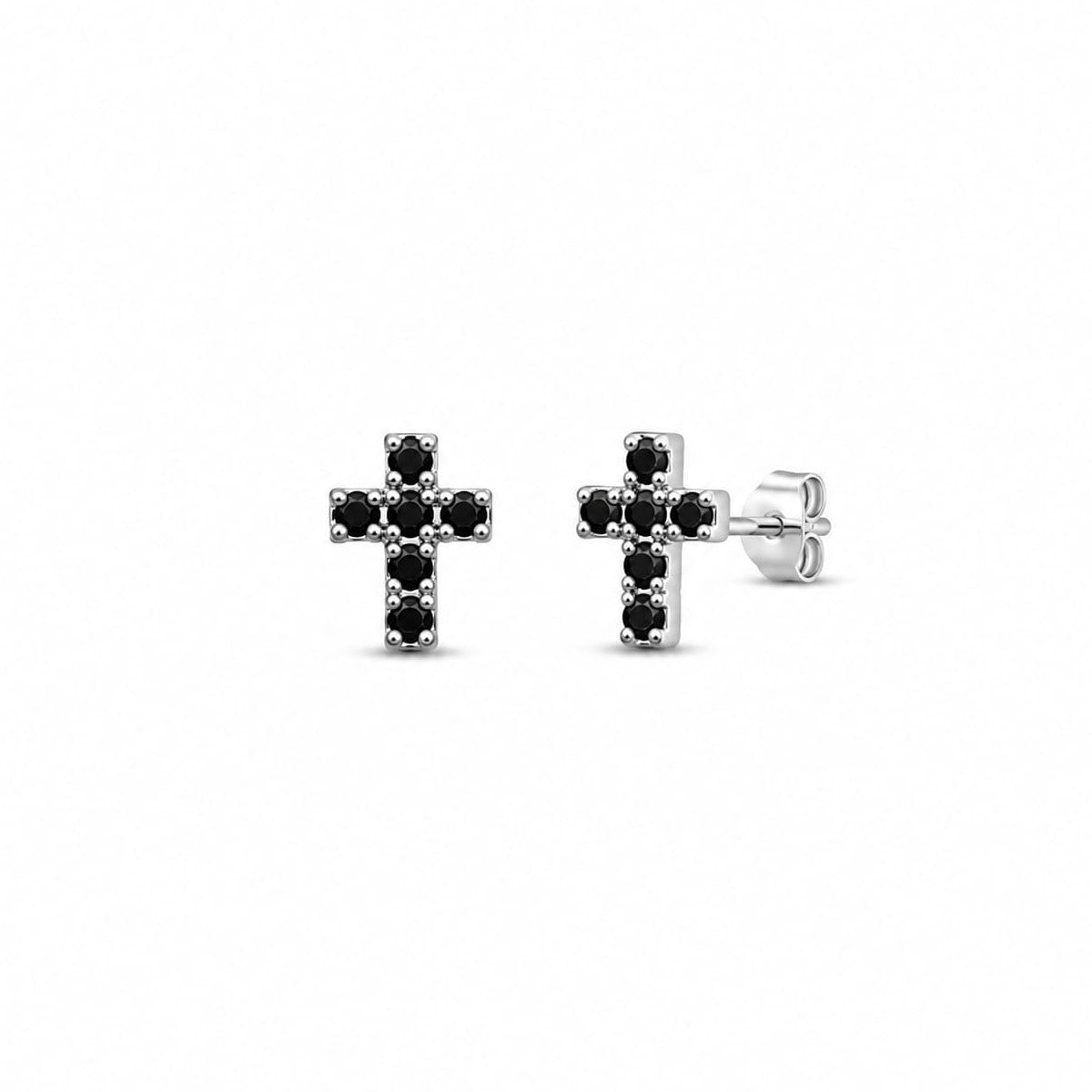 Mini Black Cross Studs