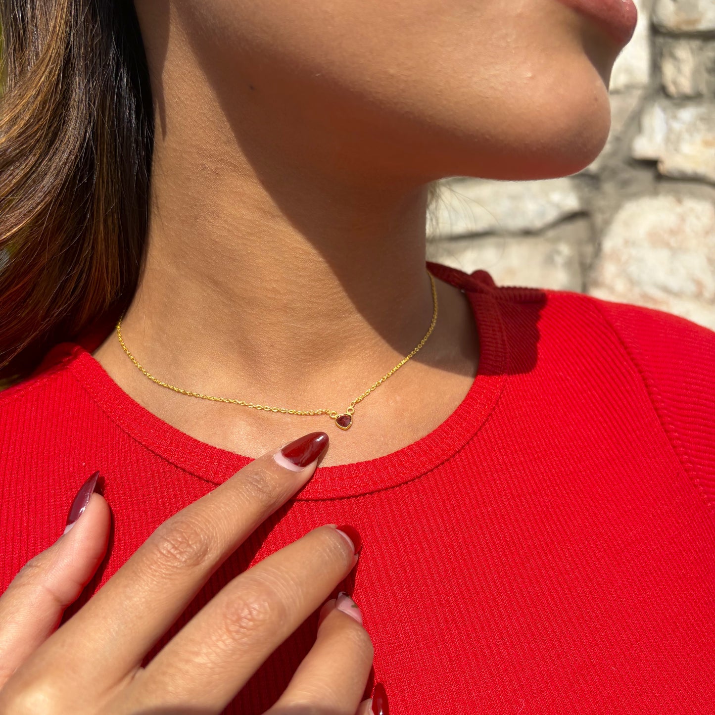 Red Heart Necklace Silver