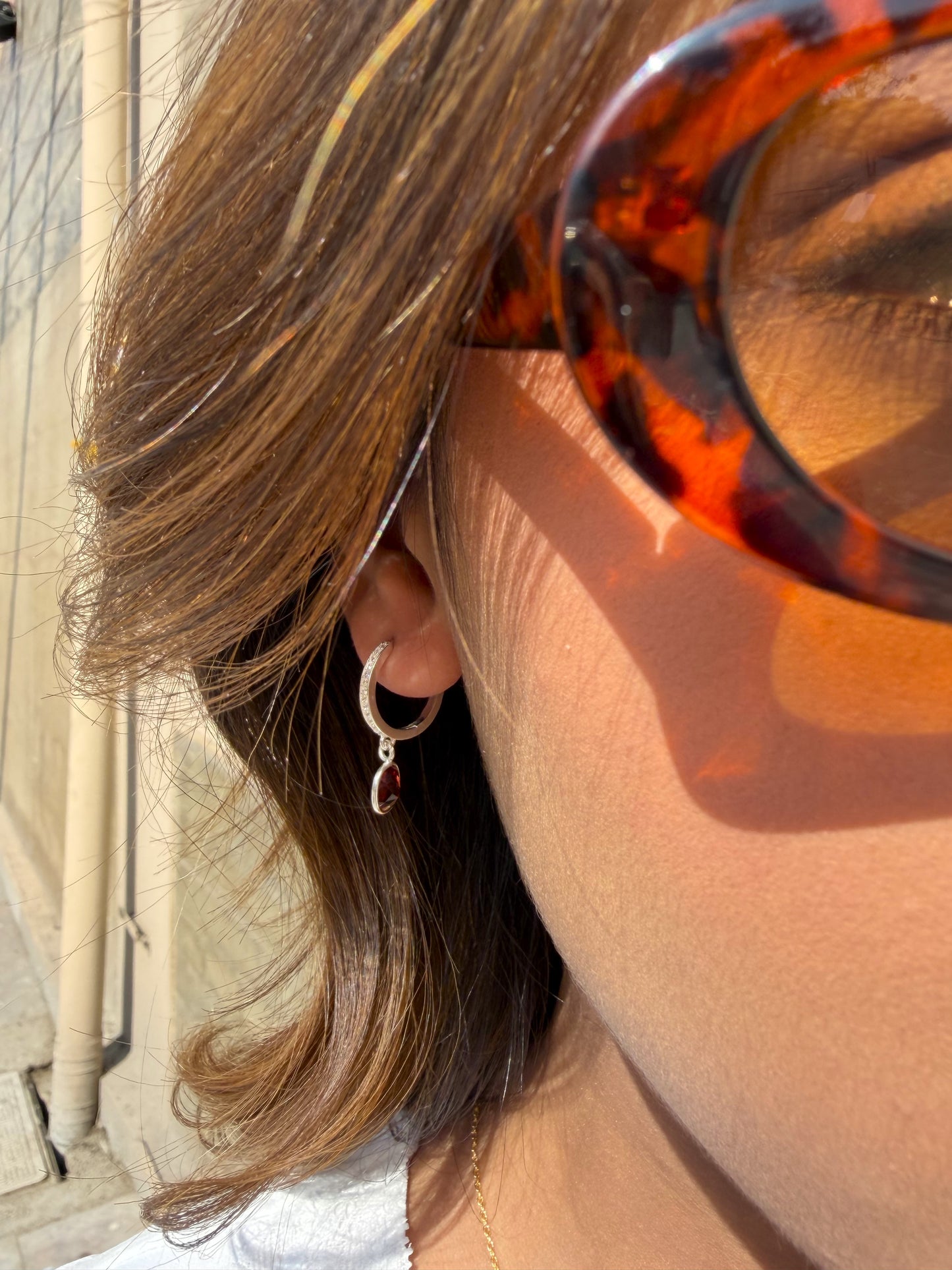 Marquise Dangle Hoop Earrings- 925 Silver