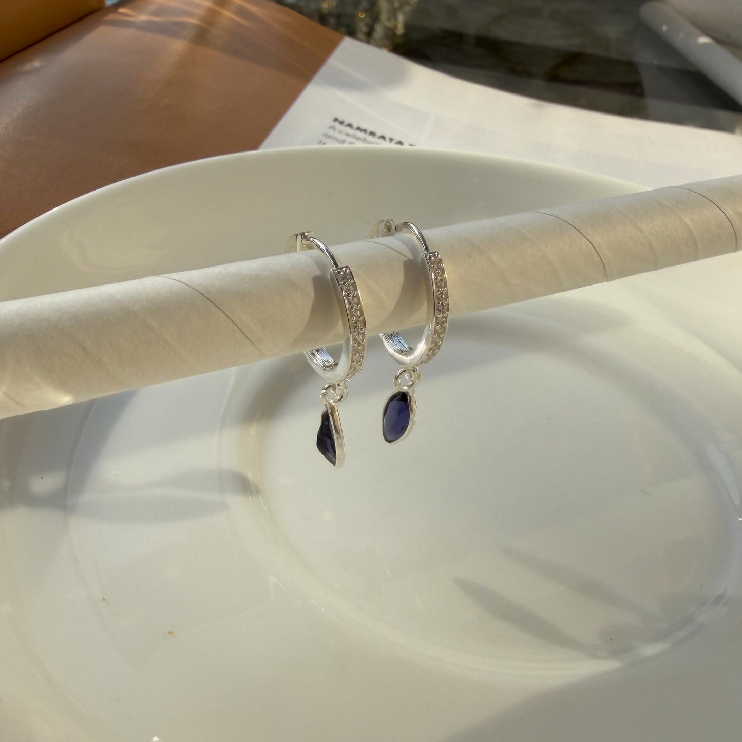 Oval Dangle Hoop Earrings- 925 Silver