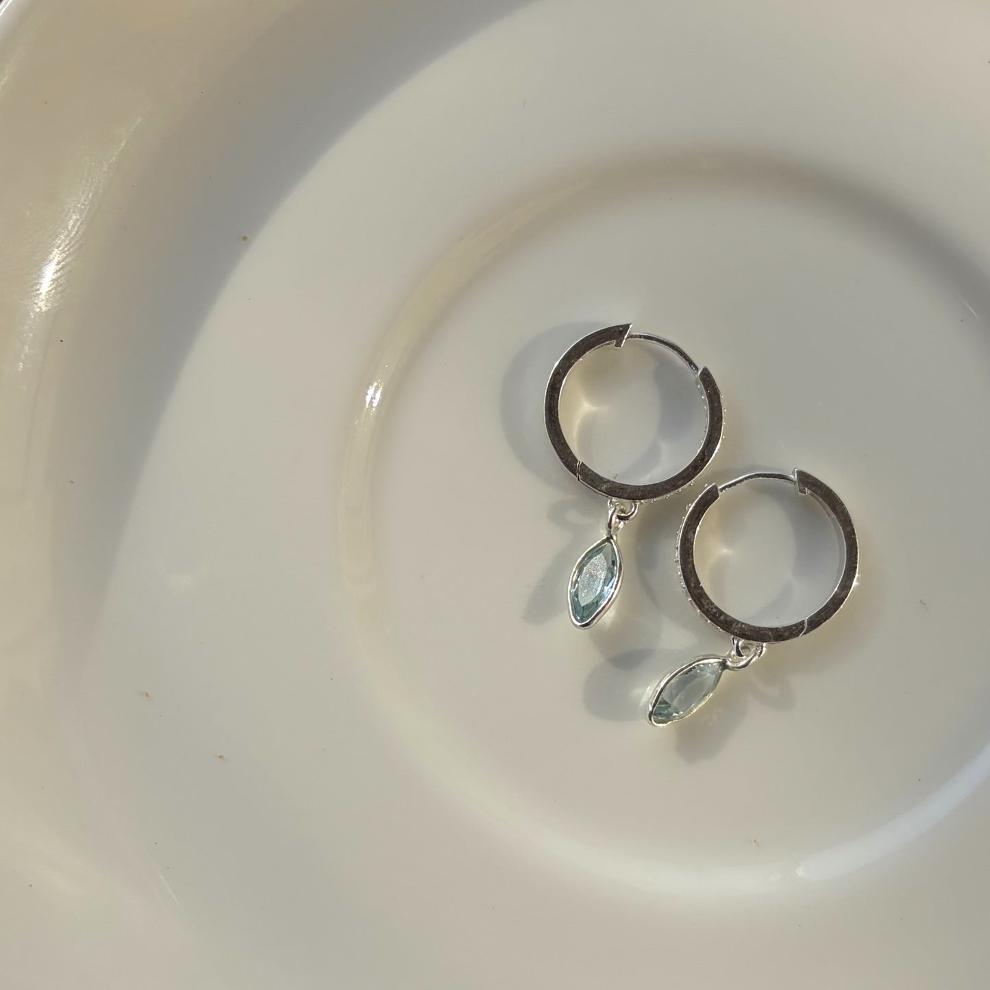 Marquise Dangle Hoop Earrings- 925 Silver