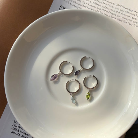 Marquise Dangle Hoop Earrings- 925 Silver