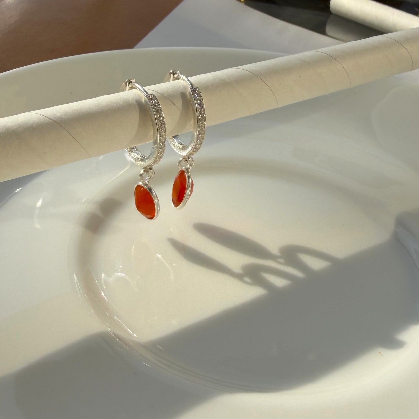 Oval Dangle Hoop Earrings- 925 Silver